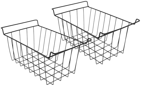 Bewinner Draht-Aufbewahrungs-Gefrierkörbe, Speisekammer-Aufbewahrung, Stapelkörbe, Große Drahtkörbe, Organizer, Haushalts-Metallkörbe, Organizer mit Griffen für Küche, (L 49,5 cm x B 24,5
