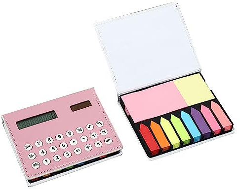 1000 Pages Sticky Note Paper, Colored Self-Stick Memo Note Pads Set with Calculator, Rectangular Notes and Index Flags Pads for Home School Students and Teachers (Pink)