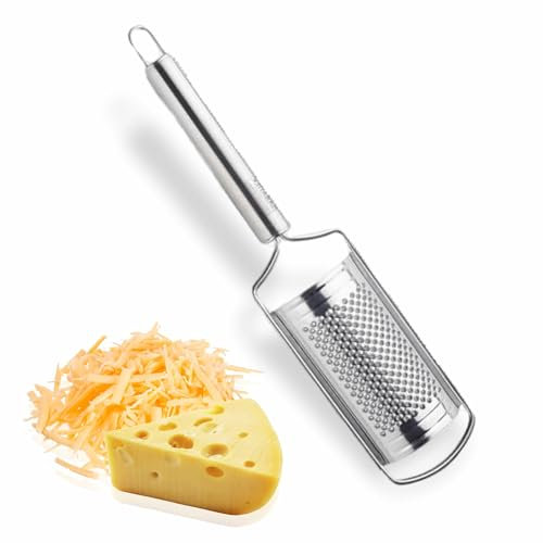 Cheese Grater Heavy Duty Food Grater Stainless Steel Blade Lemon Zester for Parmesan Cheese Lemon Chocolate Nutmeg Ginger Garlic Vegetables Supplies Kitchen Essential Home Accessories (10cm x 4cm)
