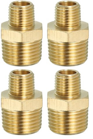 PATIKIL Raccord de Tuyau Hexagonal En Laiton Massif, Adaptateur de Filetage, Lot de 2, Connecteurs de Ligne D'Eau Mâle 1/2 Npt X 1/4 Npt