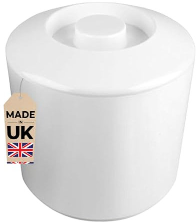 Chabrias Ltd Round Plastic Ice Bucket With Lid, BPA Free, 4 Litre Double Walled Insulation, Ice Buckets, Ice Buckets For Parties, UK Made, Perfect for Home Bars, Bar Accessories (White)