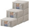 Goesort 6 Pack Clothes Storage Boxes with Steel Frame Support, 22L Moving Bag Wardrobe Storage Organiser Packing Boxes for Moving House with Clear Windows for Towel Duvet Sweater Bedding, Grey