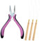 Set of 4 Hair Extension Pliers & Pulling Loop Tool Professional Hair Extensions Tool Kit for Micro and Nano Extensions Rings Hair Extensions