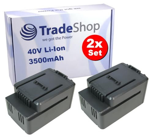 2X Trade-Shop Li-Ion Werkzeug-Akku 40V / 3500mAh kompatibel mit Worx WG191, WG291, WG391, WG591, WG771, WG772, WG773 / Rasenmäher-Zubehör