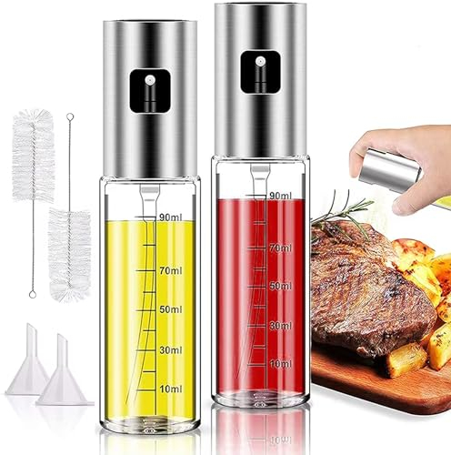 DoubleS Ölsprüher für Speiseöl, Öl und Essig Sprühflasche zum Kochen, Ölspray 100ml Zerstäuber, Wieder Auffüllbar oelsprayflasche für Salat Grillen Backen Kochen