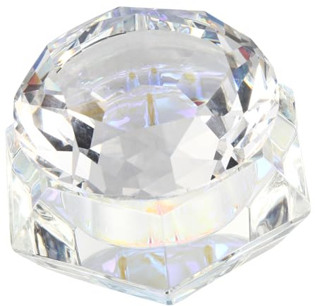 Angoily Small Nail Polish Glass Jar Lid Crystal Cup Lid Diamond Polish Container Refillable Jar