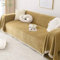 KnSam Home Überwurfdecke, Einfarbig Sesselbezug 1 Sitzer mit Quaste, rutschfeste Sofaüberwurf Katzen Chenille für Hunde Haustierfreundliche (180x420CM, Dunkel Khaki)