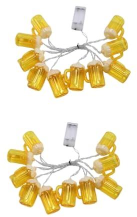 Warmhm 2stücke Beer Mug Lichterkette Batteriebetriebene Lichter Für Partys Bier Geburtstagsdekoration Innenbereich Und Flexibel Einsetzbar