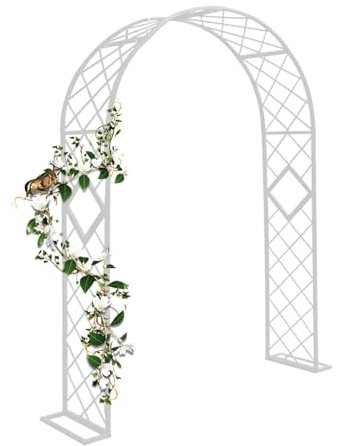 Weiß Hochzeit Bogen Rosenbogen Gartenbogen Rankhilfe für Kletterpflanzen Breite 140/180/220/260/300cm Metall Torbogen Pergola Stabiles (Size : W140xH230xD40cm/4.9x7.5x1.3ft)