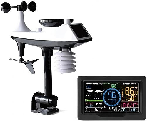 GeRRiT Professional Weather Stations, Indoor Outdoor Thermometer with Rain Gauge, Wireless Thermometer Weather Station with Outdoor Sensor, Wind Speed and Direction