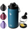 BOTTLE BOTTLE Isolierte Edelstahl Wasserflasche 64oz (1,8L) mit Strohhalm, Deckel, Griff & Pillenfach – BPA-frei, auslaufsicher, ideale Trinkflasche für Sport, Fitness, Wandern & Ausflug (Dunkelblau)