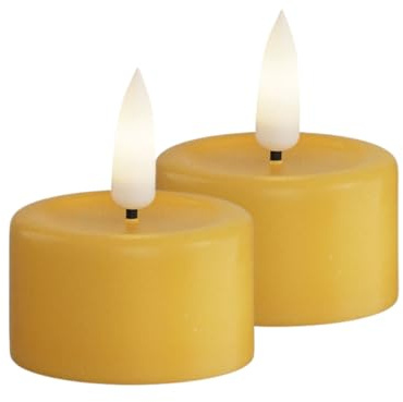Deluxe Homeart Indoor Flameless LED Tealight Set - with Real Flame™ Technology - Battery Powered Candle (Ochre Yellow)