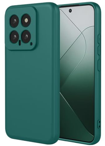 SEAHAI Case for Xiaomi 14, Ultra Thin Silky-Soft Touch Liquid Silicone Phone Cover with Shockproof Airbag Design, Premium TPU Bumper Fashion Case - Dark Green