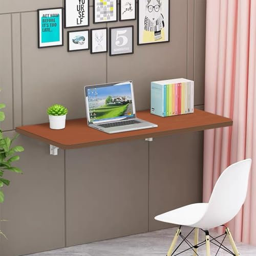 HUOLE Bureau d'ordinateur, Table Pliante Murale, Table de Cuisine, Table Pliante Mural pour Terrasse,Jardin,Cuisine,Salle à Manger,Bureau, Gain de Place-60 * 30 * 1,6 cm-Couleur Teck