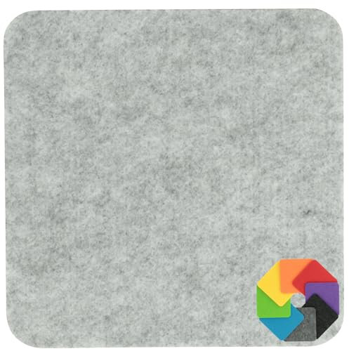 Design Filz Untersetzer eckig - 20x20cm in hellgrau meliert für Glas, Getränke, Bar, Tasse, Vase