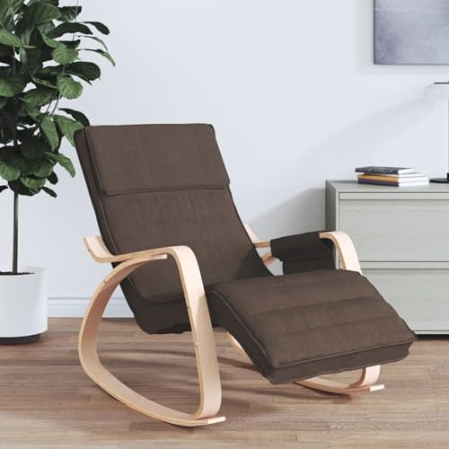 LAPOOH Schaukelstuhl Dunkelbraun Stoff, Stillsessel, Relaxstuhl, Lesesessel, Fütterungsstuhl, Relaxsessel - 351078