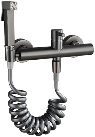 Bidet Sprayer for Toilet Tap Toilet Jet Wash Spray with Hot and Cold Water Seat Single Handle Gun Gray-Rubber Tube 15cm