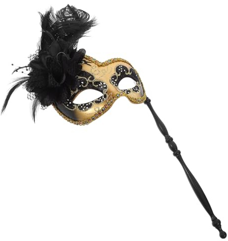WRITWAA Maske Mit Federn Für Karneval Und Halloween Venezianische Maskerade Maske Für Damen Und Herren Leicht Und Komfortabel Für Kostümpartys Und Fotoshootings Inkl Stick