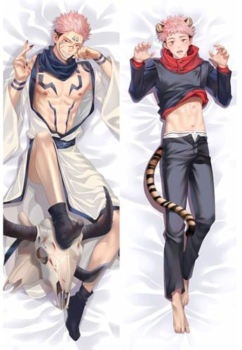 FZYUYU-Itadori Yuji Anime Körper Kissenbezug Otaku Umarmender Körper Doppelt bedruckter Kissenbezug 20 x 54 Pfirsichhaut Dakimakura-150x50cm