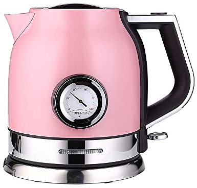 Elektrischer Wasserkocher, Edelstahl-Wasserkocher, Tee- und Kaffeekanne mit Temperaturanzeige, automatische Abschaltung, geeignet für die Zubereitung von Tee, Kaffee und Milch, 1,8 l (Pink) Beauty