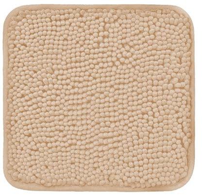 PureSwan Kleiner Badezimmerteppich, 30,5 x 30,5 cm, waschbare und saugfähige Badematte, rutschfest, dicker, weicher Chenille-Badteppiche für Badezimmer, Dusche, Waschbecken (Elfenbeincreme)