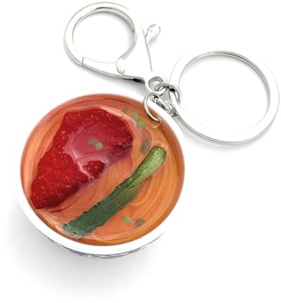 FizzyButton Gifts Chinese Noodles Food Bowl Keyring Key Ring and Lobster Clasp with Resin Charm (Style D)