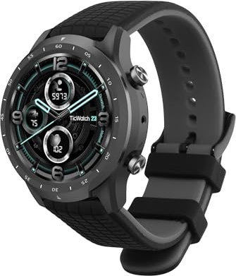 kwmobile Pulsera compatible con Ticwatch Pro 3 Ultra/Pro 3 / S2 / GTX correa - 1x Correas de silicona flexible - Tamaño ajustable - negro/gris