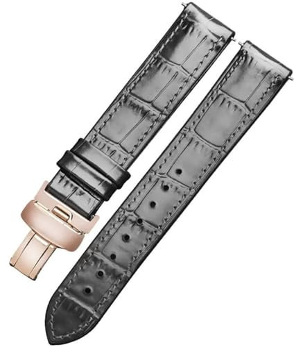 WHARGTSL Genuine Leather Rubber Watch Strap Fit For Tissot 1853 Men's Waterproof Sweat-Proof Watchband Accessories 20mm(Black-Rose Gold)