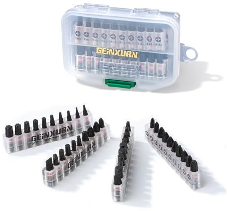 Geinxurn Impact Multi Screwdriver Bits Set, 40pieces Magnetic S2 Steel 1”Insert Bits Tips and Impact Bit Holder with Base and Storage Box
