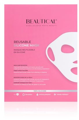 BEAUTICAL Wiederverwendbare Silikon-Gesichtsmaske | 100% lebensmittelechtes Silikon | Sheet-Mask-Halter für Bessere Aufnahme von Serum & Creme | Waschbar, Weich & BPA-frei