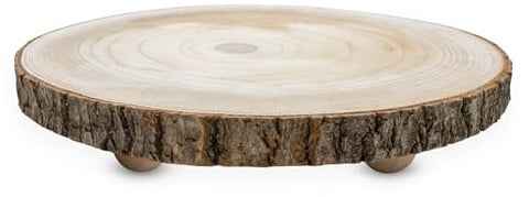 Spetebo Blumenhocker aus Baumscheibe mit Rinde - Ø 25 cm - Holz Deko Pflanzenteller rund natur auf 3 Füßen - Dekoteller Holzteller Blumenteller Pflanzenständer Pflanzenhocker Blumenständer