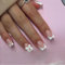 TANSAR 24 Stück Press on Nails, Kurz Pink French Fake Nails Weiß Tip, Künstliche Nägel mit Schleife für Frauen