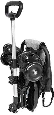Leichter Kinderwagen, von 0 Monaten bis 22 kg, Kinderwagen, neigbare und verstellbare Rückenlehne, geräumiger Sitz, doppelte Bremse und schwenkbare Vorderräder, 30 x 55 x 86,5 cm – Grau + Schwarz
