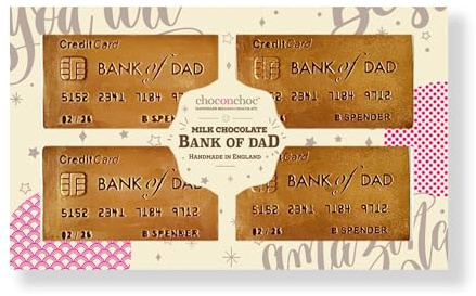 Choc on Choc Bank of Dad Belgian Milk Chocolate Credit Card, 100g, Handcrafted, Edible Gold, Father’s Day & Birthday Gift