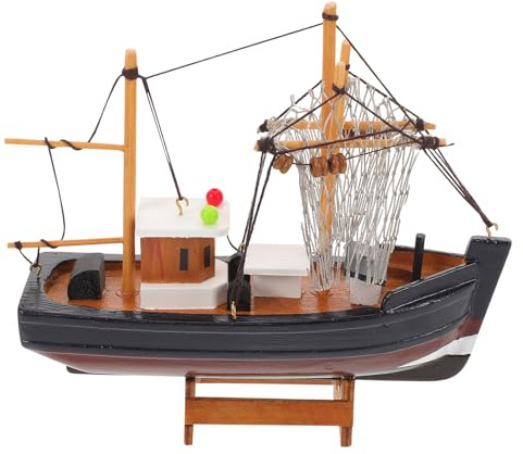 NUOBESTY Handgefertigtes Holz Segelboot Modell Miniatur Sailboat Figurine mit Mediterranem Küstenstil Vielseitige Deko für Regal Tisch und Büro Symbol für Gute Fahrt Perfektes Maritimes