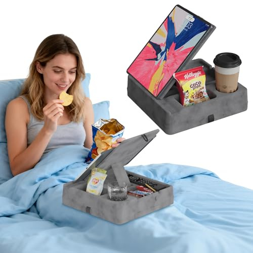 meiboshin Tablet Pillow Stand with Storage for iPad, Kindle, Bed and Lap