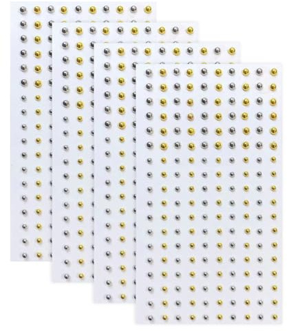 YAZWUR 720 pièces clous à lèvres, faux clous de nez, sourcils, nez non pénétrants à coller, anneaux, stickers argentés pour le nombril, style punk cool en acier inoxydable (Argent et Or)
