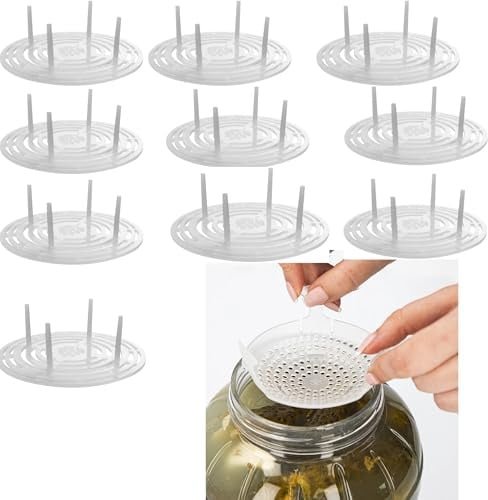 10x Gärsieb Beschwerer für Einmachgläser Ø 82-66mm –Hochwertiger Niederhalter für Sauerkraut,Gurken & Essig Schutz vor Verderben & Schimmel 2-in-1 Sieb & Abseihhilfe Gärgewichte Beschwerer