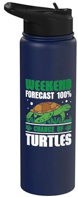 Weekend Forecast 100% Chance of Turtles Stainless Steel Insulated Water Bottle