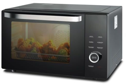 SMETA 1000W Combination Microwave Oven 34L with Grill, Air Fry, Convection | Microwave Air Fryer Oven Combo, Convection Oven 2400W, ECO Mode Child Lock, Easy to Clean Black