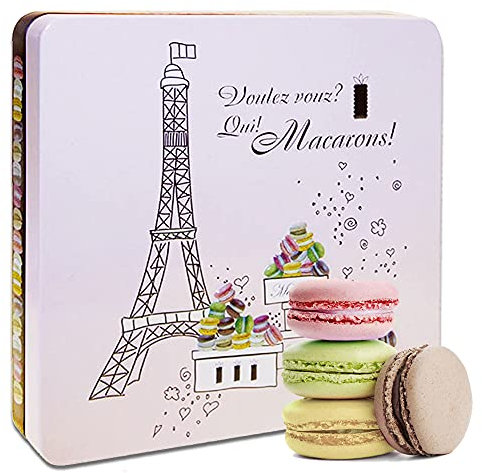 Confiserie Rabbel | 16 Macarons in Geschenkdose Paris | verschiedene Geschmackssorten 150 g