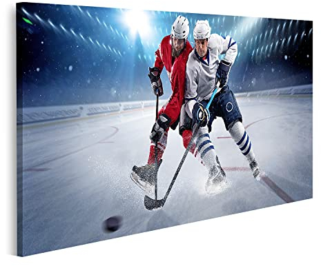 islandburner Bild auf Leinwand Eishockey Spieler Puck Bilder Wandbilder Poster