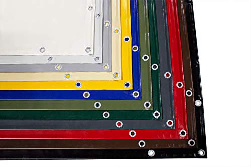 (2,9m breit) LKW Plane/PVC-Plane 600g/m² mit ÖSEN (Rundösen) und SAUM Abdeckplane, Schutzplane, Carport, Camping, Holz, Bootsplane (Beige RAL1014)