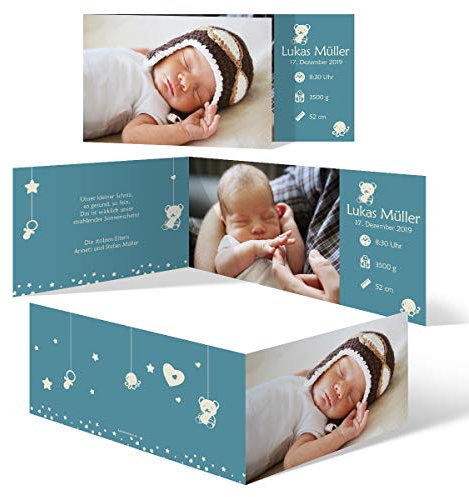 30 x Geburt Danksagungskarten Geburtskarten individuell mit Foto und Text für Mädchen und Jungen - Tiefer Schlaf