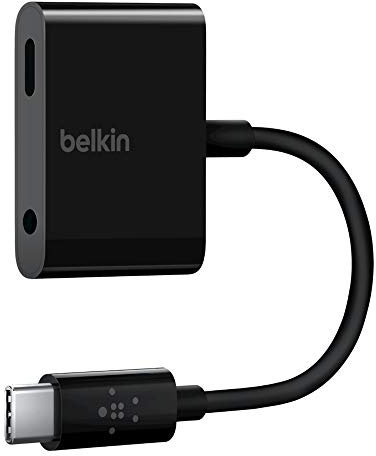Belkin RockStar 3.5mm Audio + USB-C Charge Adapter (USB-C Audio Adapter for Google Pixel 3/3XL, iPad Pro, Samsung Galaxy S20/S20+, S20 Ultra, Note 10/10+, S10/S10+ and others) , Black