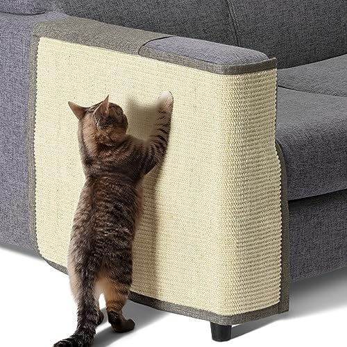 Navaris Rascador para Gatos - Protector para Esquina de sofá o sillón - Afilador de uñas de sisal para Mascotas - para el Lado Derecho en marrón