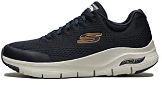 Skechers 232040 Hombre Zapatillas, Azul (Navy Textile/Synthetic/Trim Nvy), 44 EU