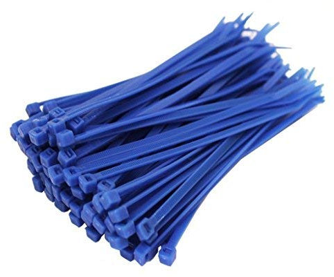 Small Blue Cable Ties, 100mm x 2.5mm, Pack of 100, 4 Premium Nylon Zip Ties, Plastic Tie Wraps- Self Locking, Small Nylon Zip Ties, Secure Self-Locking Mechanism, for Home, Garden, Office and DIY