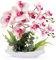 YOBANSA Dekorative Orchidee aus Seide, fühlt sich echt an, künstliche Blumen mit Blumentöpfen, künstliche Blumenarrangements für Heimdekoration (New Pink 2)