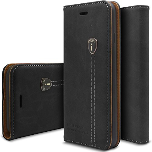 Viwaro kompatibel mit Apple iPhone 11 | Echt Leder Hülle Handyhülle Schutzhülle Wallet Book Flip Case Cover (Schwarz)